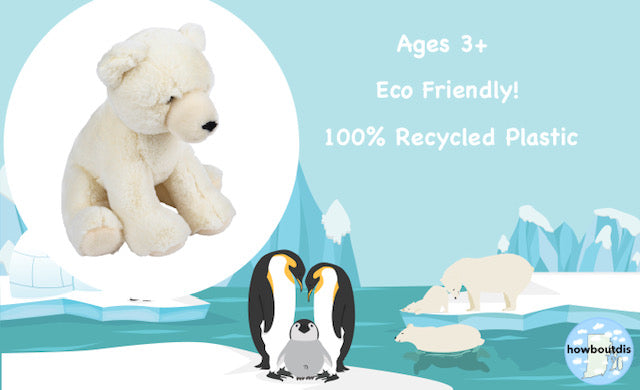 10 inch Earth Safe Polar Bear Plush Toy - Ultra Soft Plush - Great Gift or Prize - Soft Stuffed - Eco Friendly