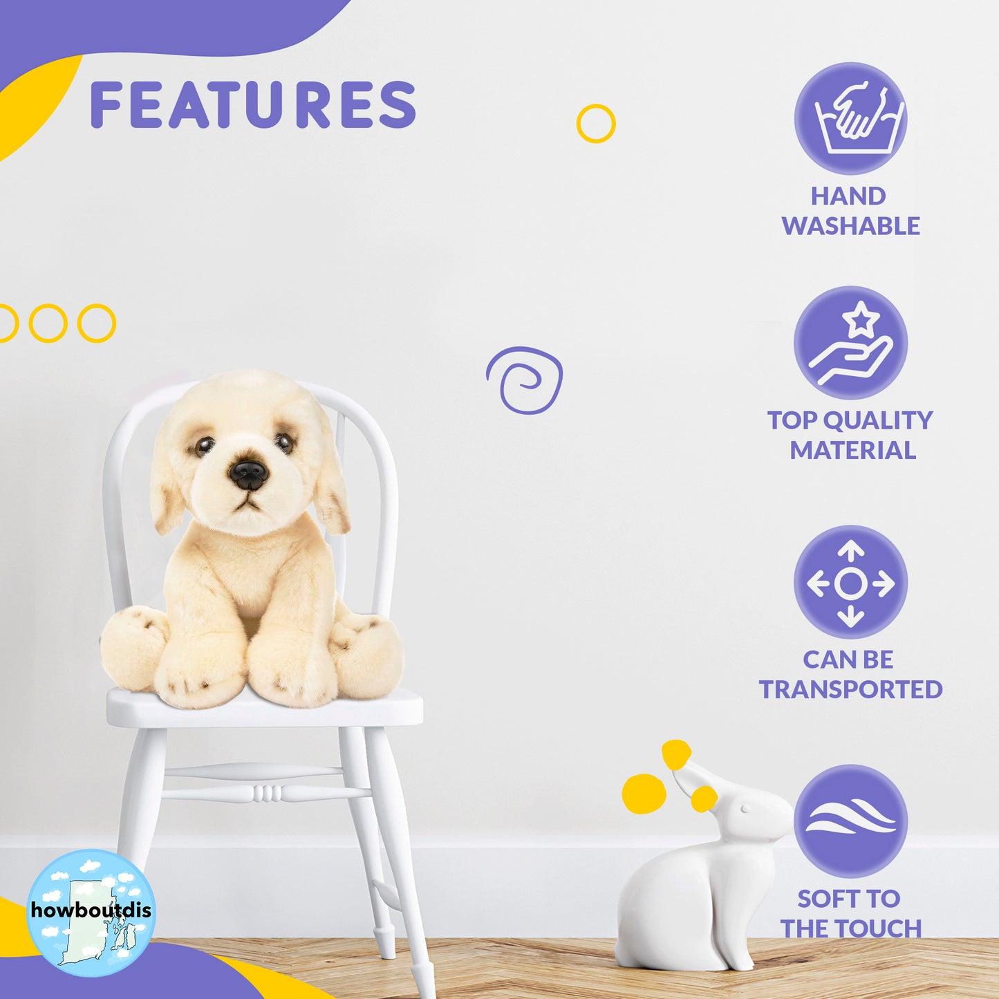 White, Fluffy, Adorable, Plush 12 inch Golden Retriever Puppy - Super Cuddly - Great Gift Idea for Anyone- Perfect for Animal Lovers of All Ages - Ages 3+