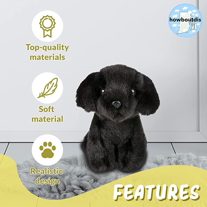 Fluffy, Adorable 6 inch Plush Black Lab Puppy - Super Cuddly and Huggable - Great Gift Idea for Anyone- Even Your Pup - Perfect for Animal Lovers of All Ages, Ages 3+