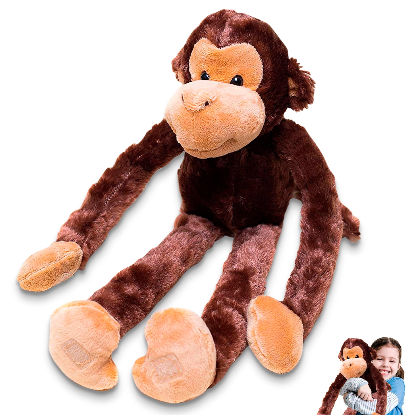 24-Inch Hanging Monkey Stuffed Animal – Hands Connect to Feet - Monkey Toy with Specially Designed Ultra Soft Plush Feel - Great Gift for Kids Ages 3+