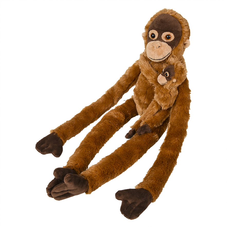 32-Inch Hanging Long Arm Plush Orangutan with Baby - Feet Connect to Hands - So Soft and Huggable Great Gift for Kids- Ages 3+