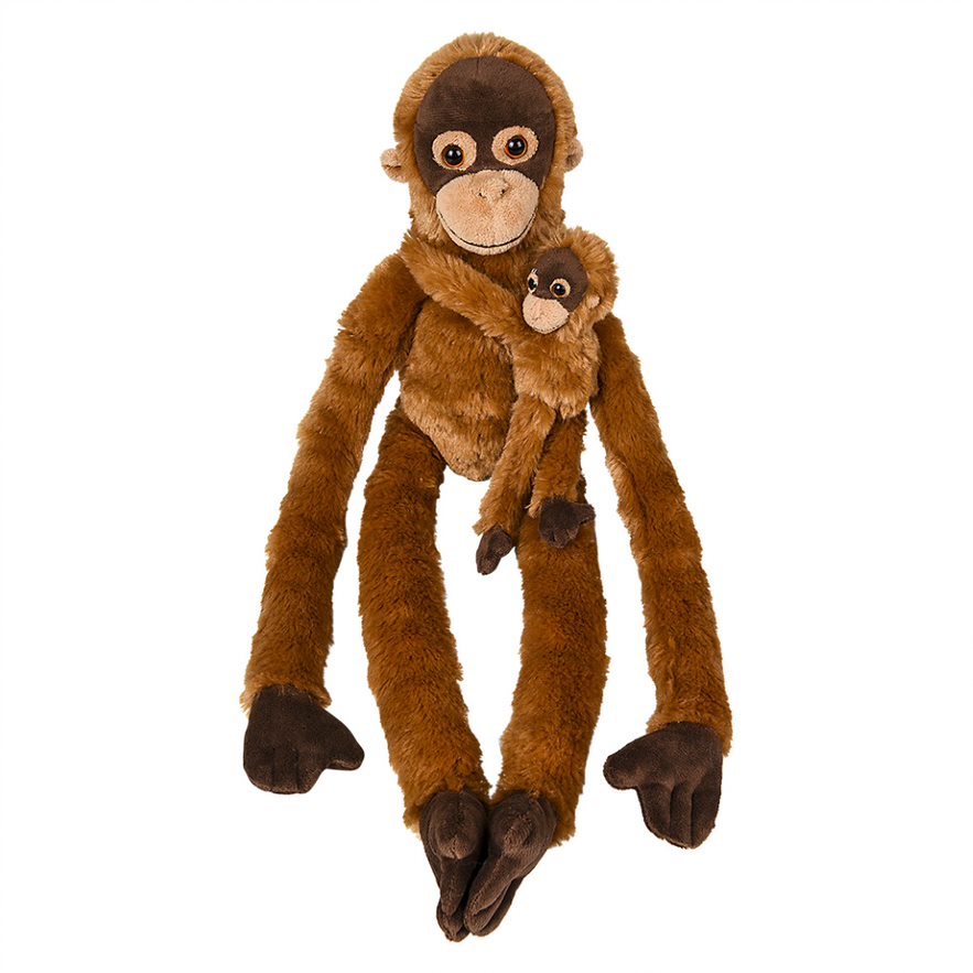 32-Inch Hanging Long Arm Plush Orangutan with Baby - Feet Connect to Hands - So Soft and Huggable Great Gift for Kids- Ages 3+