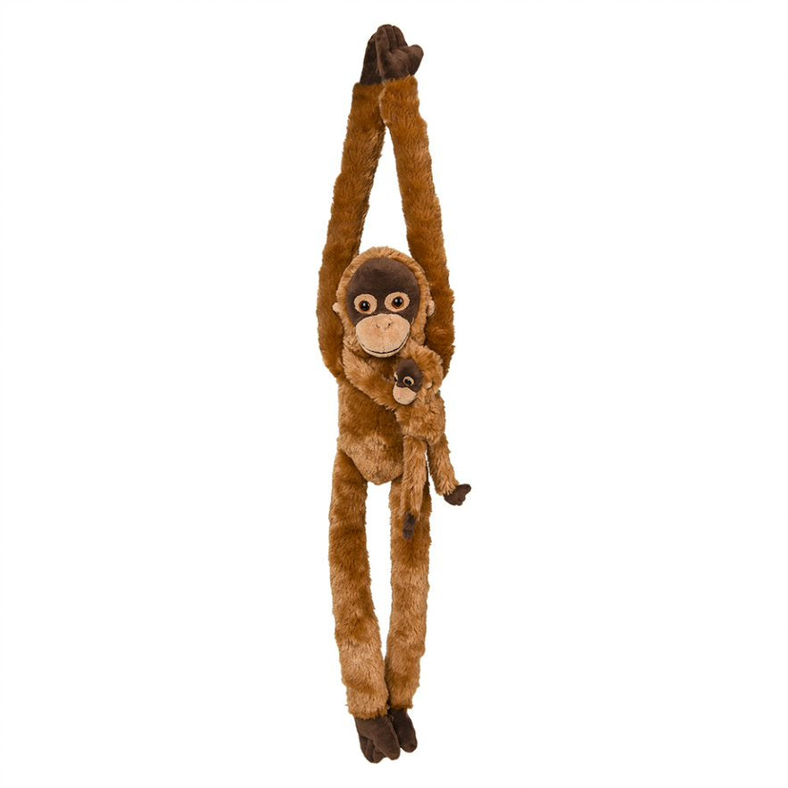 32-Inch Hanging Long Arm Plush Orangutan with Baby - Feet Connect to Hands - So Soft and Huggable Great Gift for Kids- Ages 3+