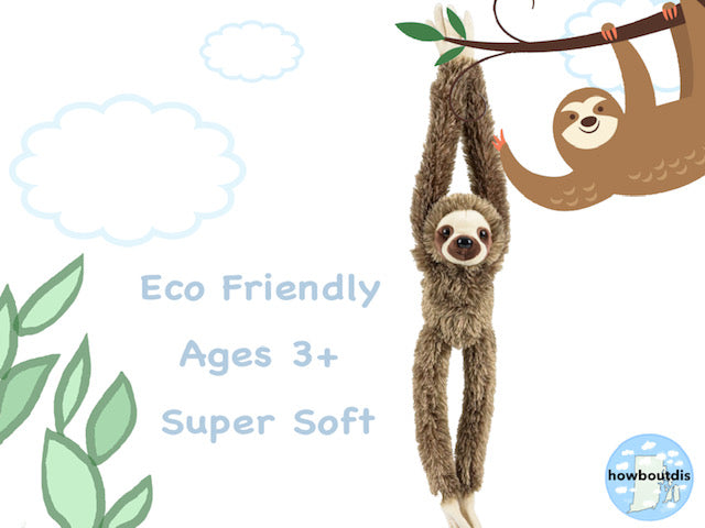 20 inch Brown Hanging Sloth - Stuffed Animal - Ultra Soft Plush - Hands and Feet Connect - Realistic Design - Great Gift or Prize