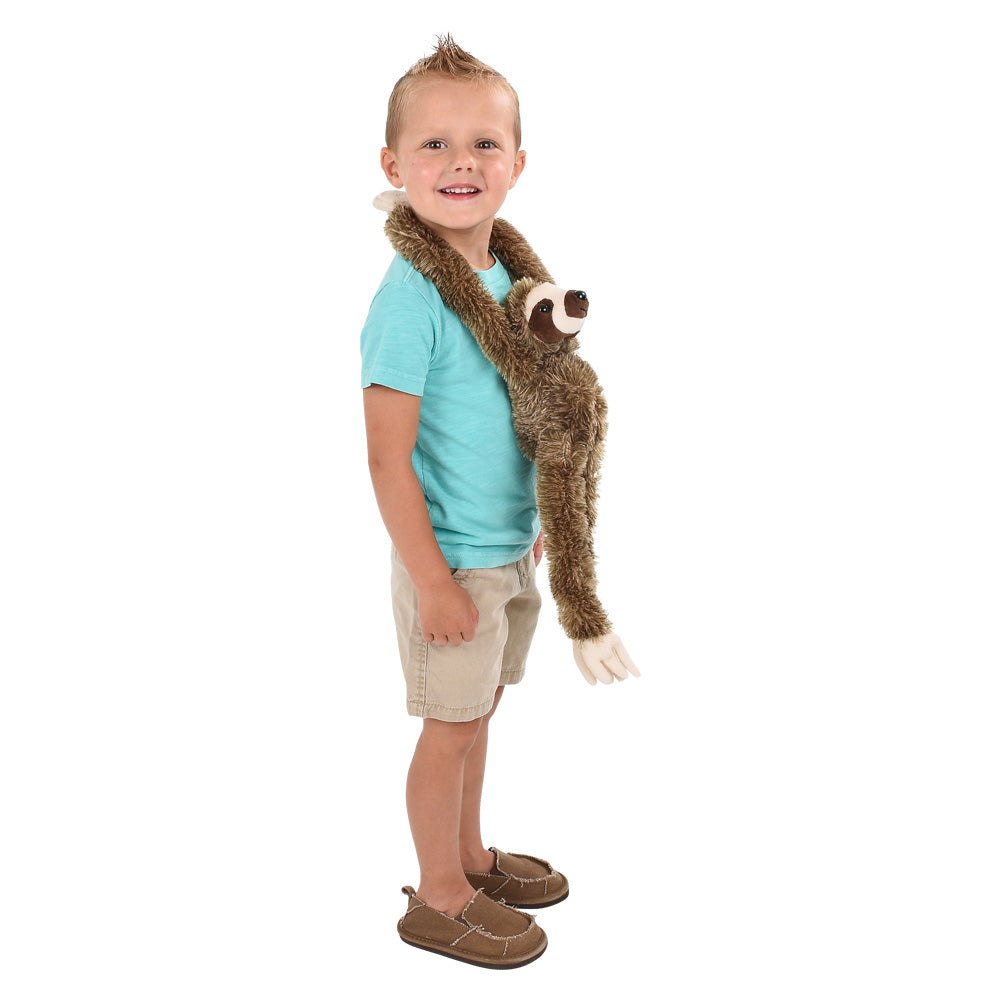 20 inch Brown Hanging Sloth - Stuffed Animal - Ultra Soft Plush - Hands and Feet Connect - Realistic Design - Great Gift or Prize