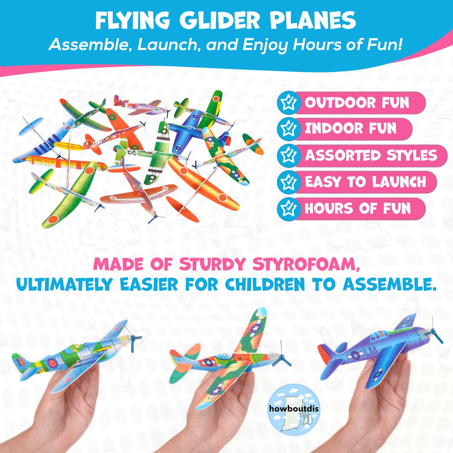 8 Inch Flying Glider Plane, Set of 12 Multicolor