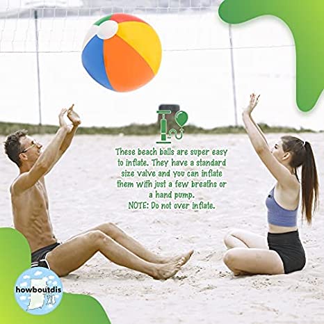 Beach Balls Pack of (3) 12 Inch Inflatable Multi-Colored Beach Balls-Great for Beach, Pool, Decorations, Party Favors and More!