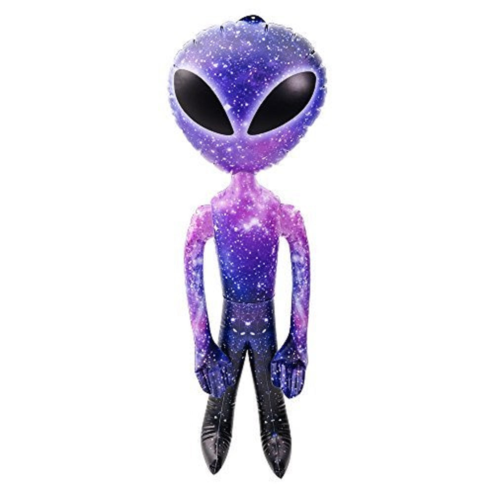 36 inch Galaxy Print Alien Inflate with Extra Large Black Eyes - Party Favor - Carnival Prize