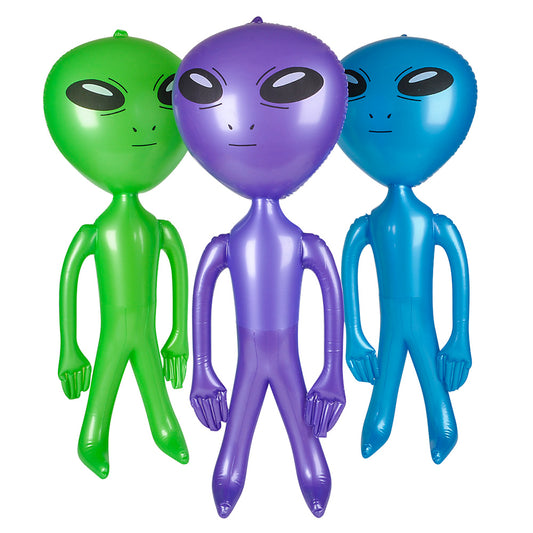 36 inch Alien Inflates - 3 Pack- One Blue, One Green, One Purple-Great Party Decorations - All Ages - Great for Parties of All Themes - Halloween Decorations - Great as Party Prizes Too