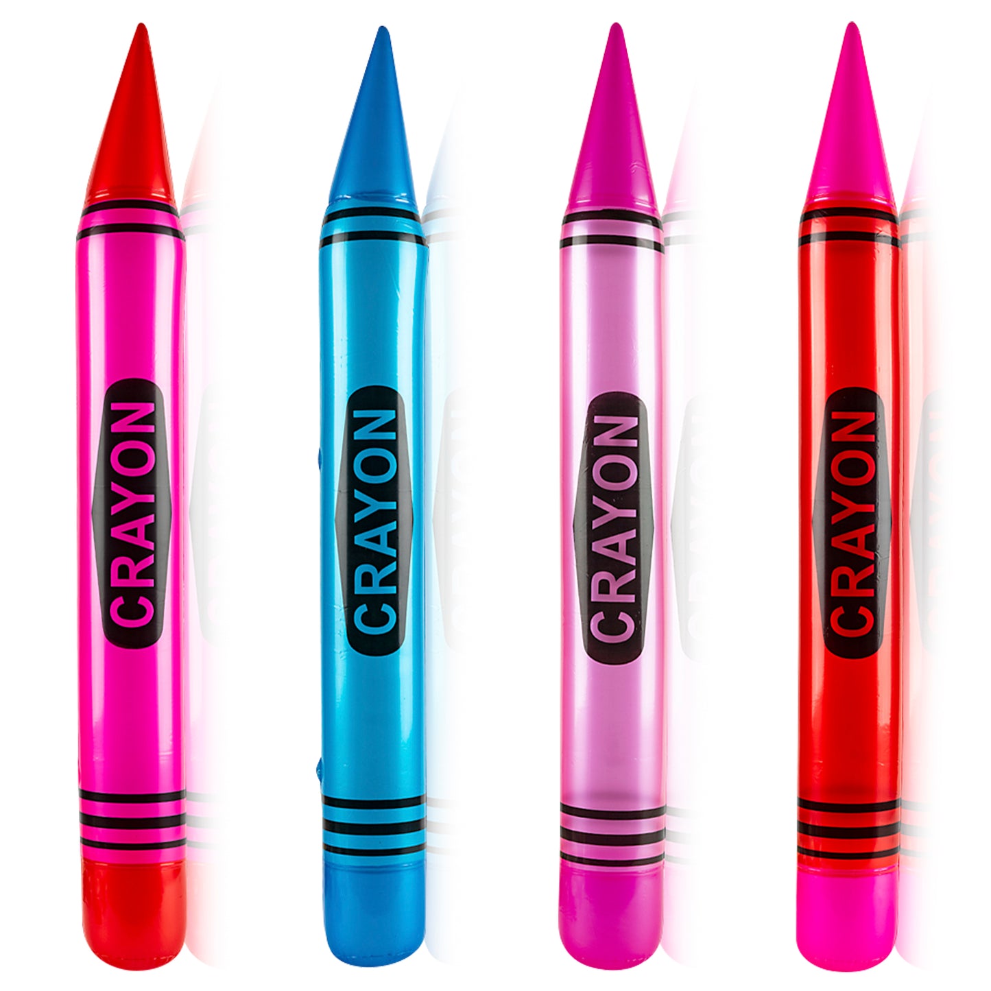 44-inch Tall Inflatable Crayons 4 Pack- assorted colors Bright Colors -Super Fun Party Favor/Prize/Gift-Ages 3+