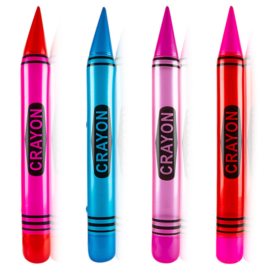 44-inch Tall Inflatable Crayons 4 Pack- assorted colors Bright Colors -Super Fun Party Favor/Prize/Gift-Ages 3+