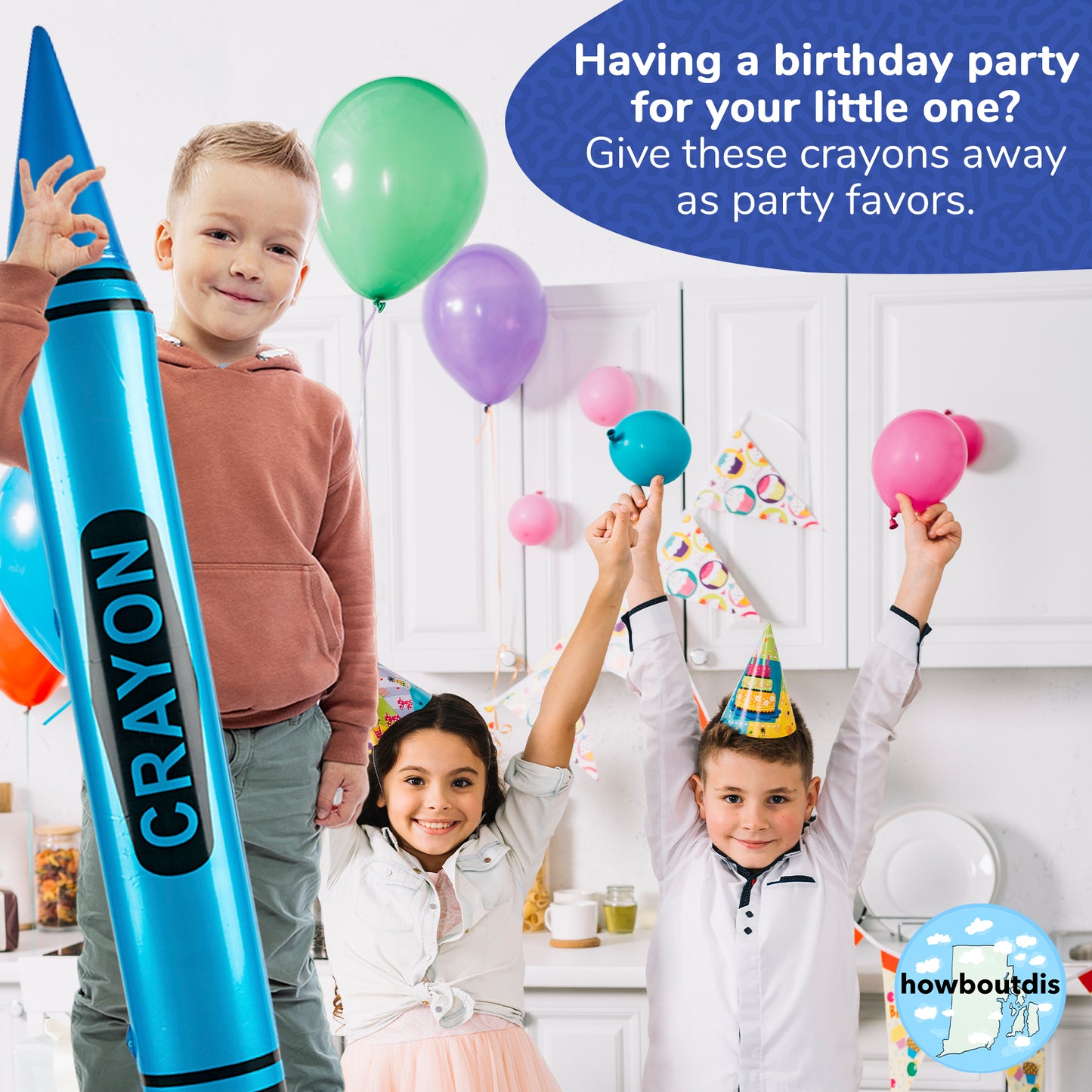 44-inch Tall Inflatable Crayons 4 Pack- assorted colors Bright Colors -Super Fun Party Favor/Prize/Gift-Ages 3+