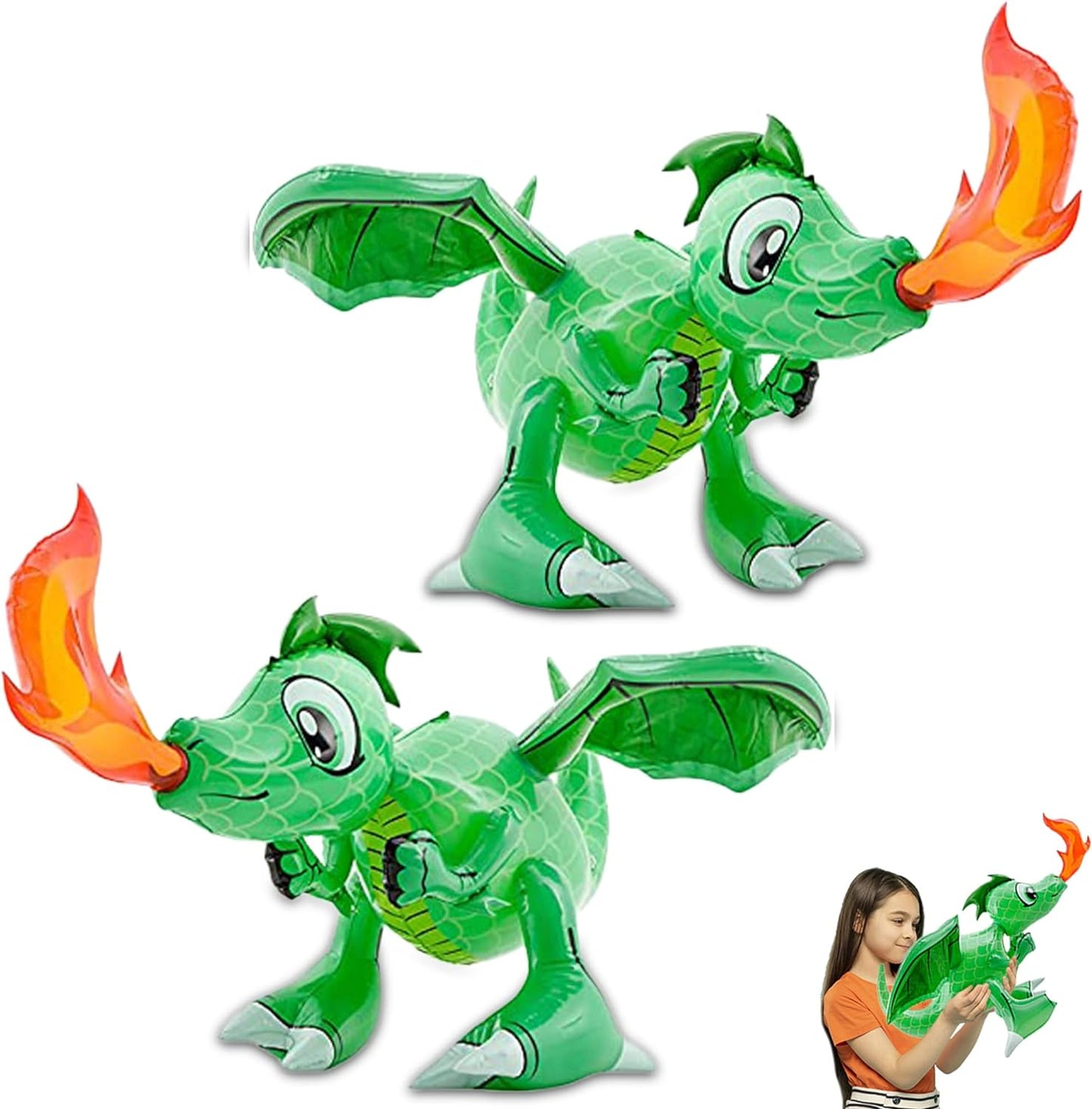 30” Inflatable Fire Breathing Dragons! (2 Pack) Fun Decorations, Giveaways, Gifts! Ages 3+