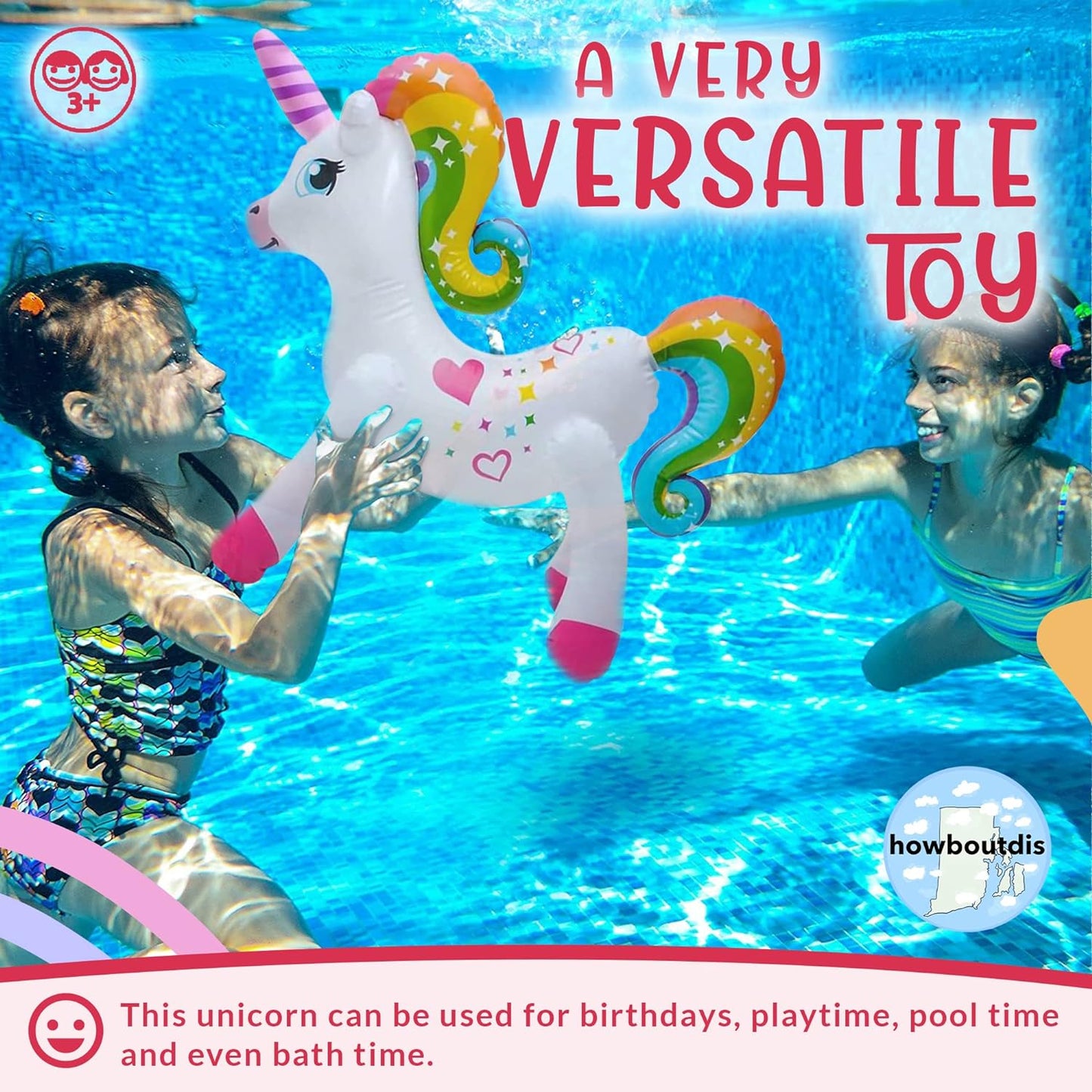 24 inch Inflatable Unicorns -2 Pack - So Much Fun - Adorable as Decorations, Great Gifts, Cool Giveaways - Ages 3+