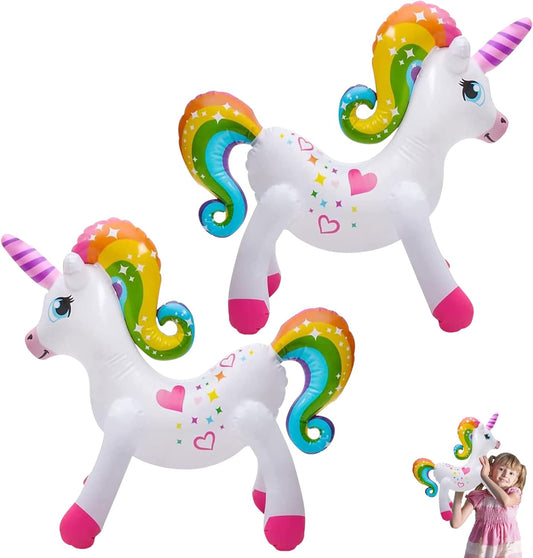 24 inch Inflatable Unicorns -2 Pack - So Much Fun - Adorable as Decorations, Great Gifts, Cool Giveaways - Ages 3+