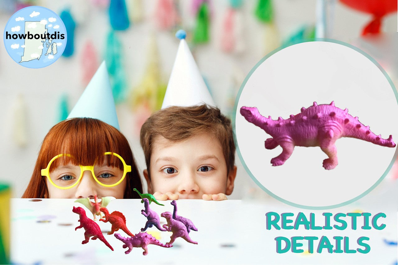 24-Piece Set of Mini 3 inch Plastic Dinosaurs - Assorted Colors & Styles - Great Fundraiser - Party Favor - Carnival Prize & Cake Topper