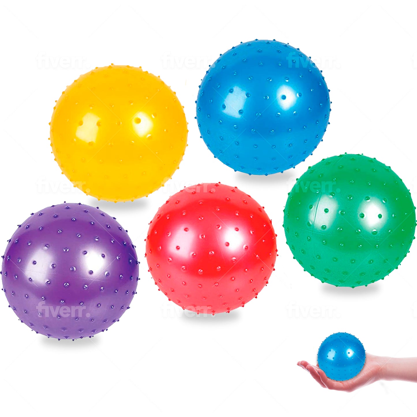 7 inch Inflatable Knobby Balls- Assorted Colors- 5-Pack- Fun Game Ball- Indoors and Outdoors- Bright Colors-Ages 3+