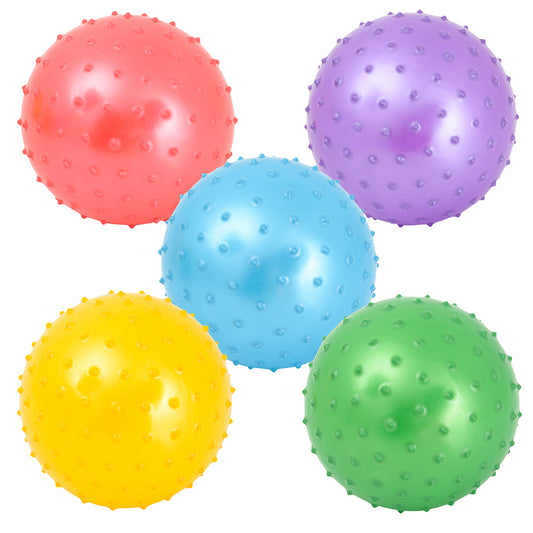 7 inch Inflatable Knobby Balls- Assorted Colors- 5-Pack- Fun Game Ball- Indoors and Outdoors- Bright Colors-Ages 3+