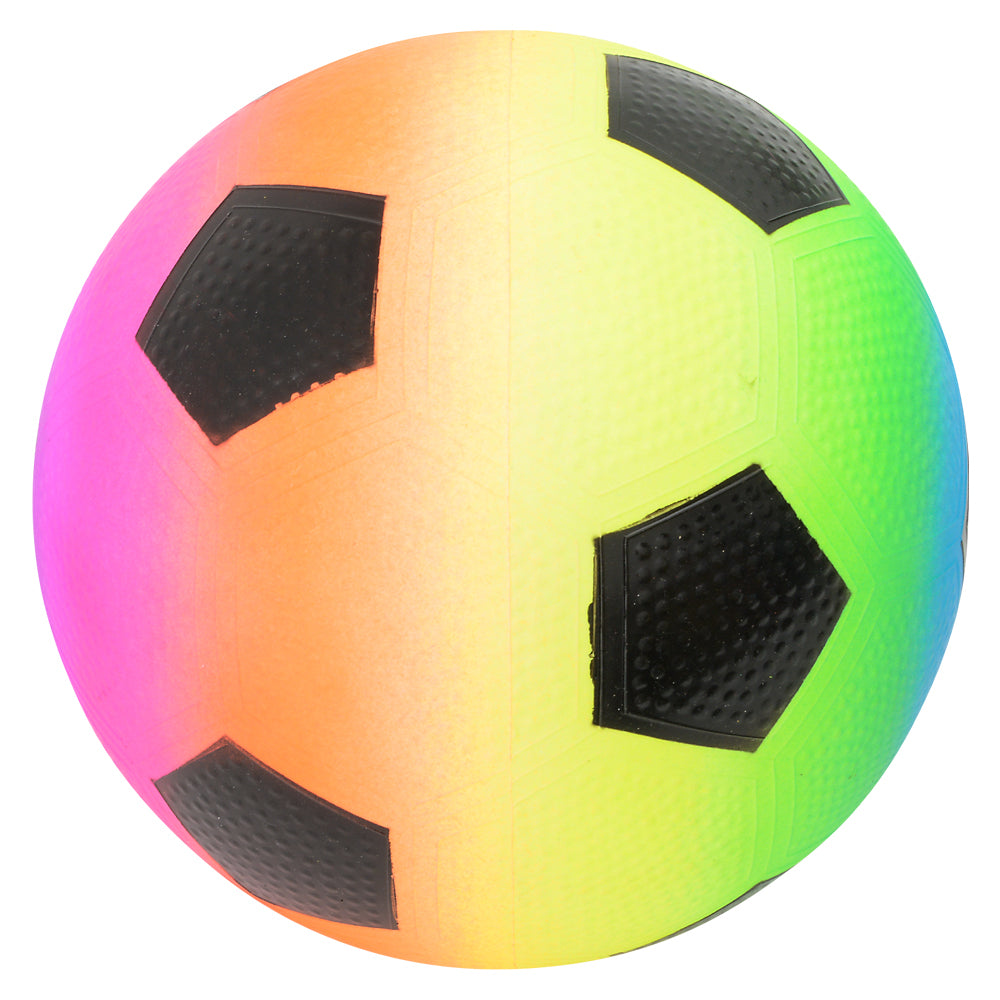 9 Inch Rainbow Inflatable Soccer Ball for Kids-Fun Backyard Game Ball- Bright Neon Color-Ages 3+