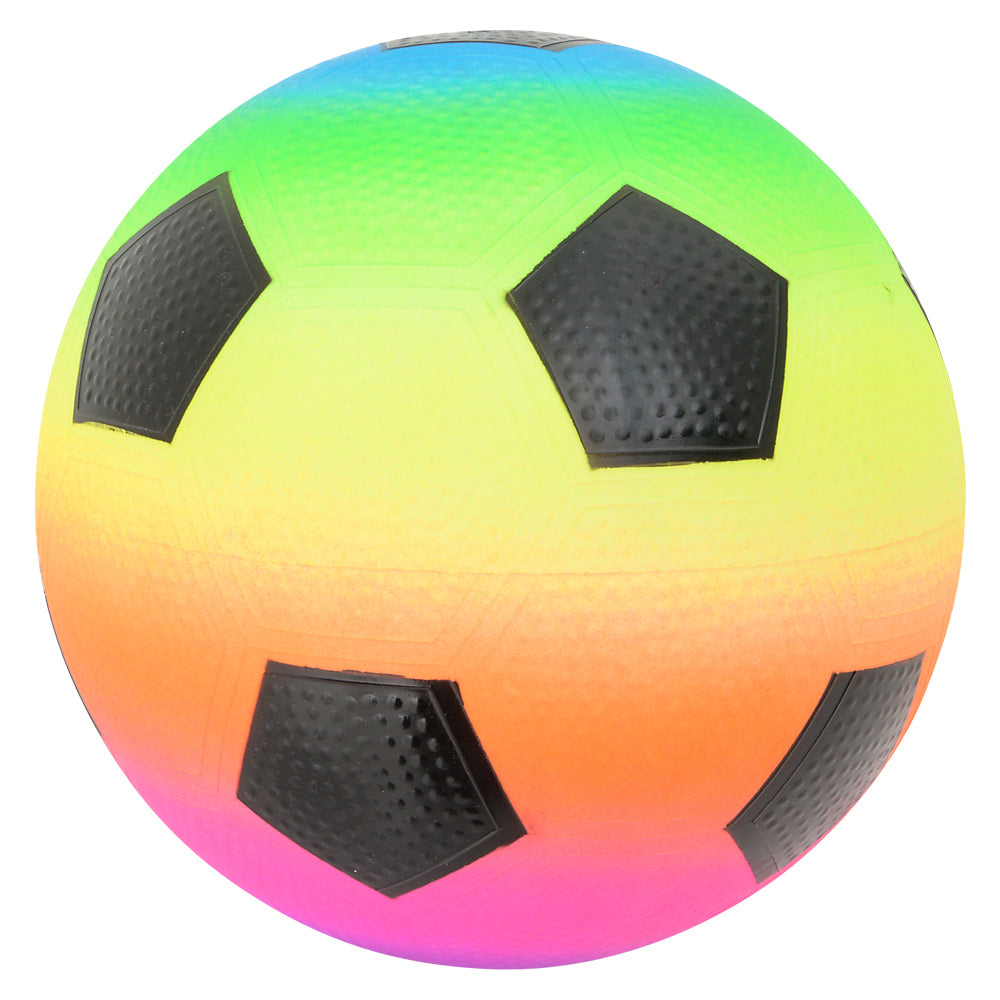 9 Inch Rainbow Inflatable Soccer Ball for Kids-Fun Backyard Game Ball- Bright Neon Color-Ages 3+