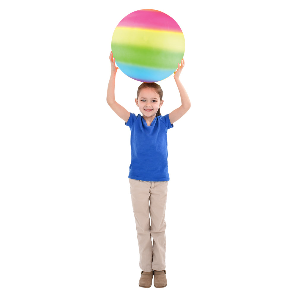 18 inch Rainbow Playground Ball - Bouncy Durable Rubber - for Boys and Girls - Great Outdoor Fun - Perfect at The Beach, Park or Playground