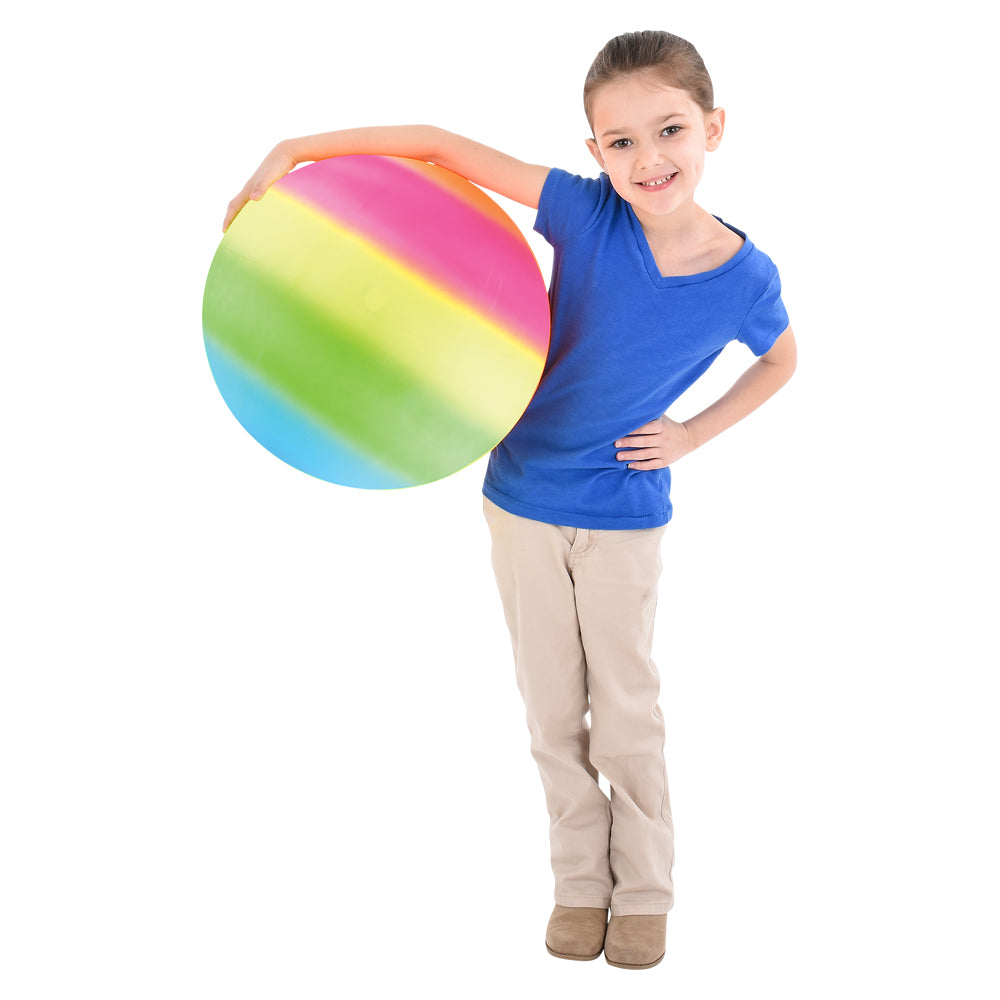 18 inch Rainbow Playground Ball - Bouncy Durable Rubber - for Boys and Girls - Great Outdoor Fun - Perfect at The Beach, Park or Playground