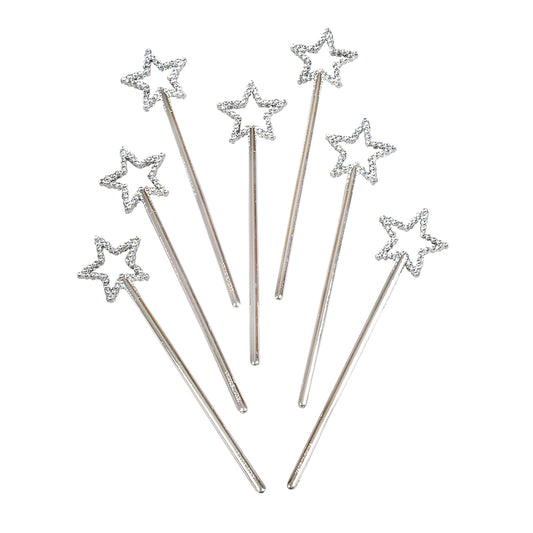 (24) Pack of Silver, Sparkly Star Wands – These Magical Wands are a Perfect Addition to Your Dress Up Clothes or Halloween Costume! Be a Princess, Fairy, Butterfly or Dancer – Prize or Party Favor