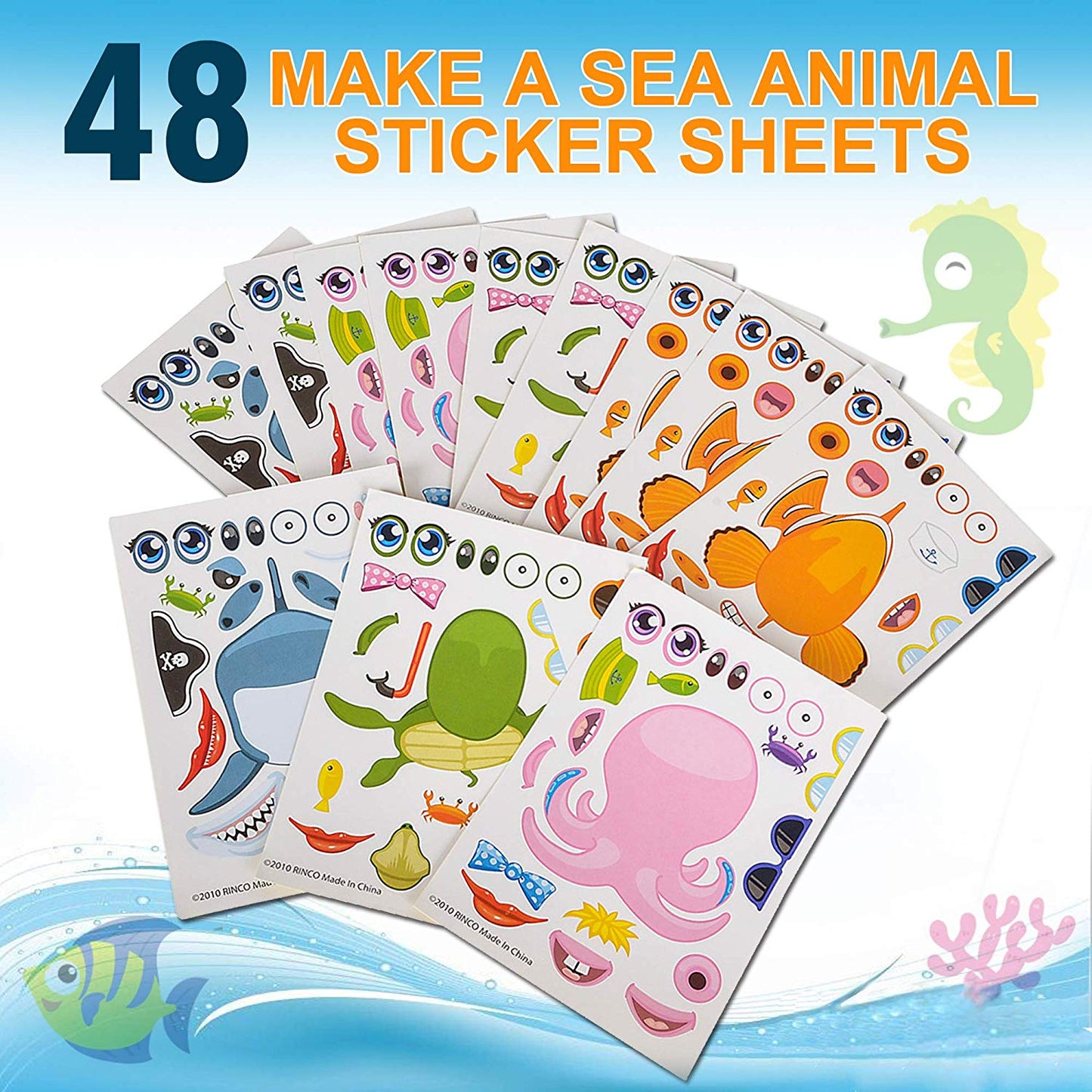 Make-a-Face Sea Life Sticker Set (48 Pieces)