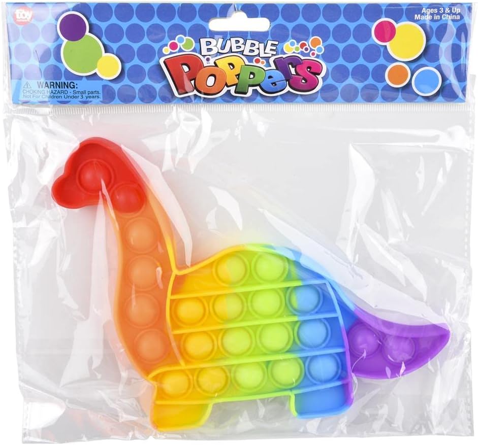 Rhode Island Novelty 6" Rainbow Brontosaurus Bubble Popper, 1 Piece per Order