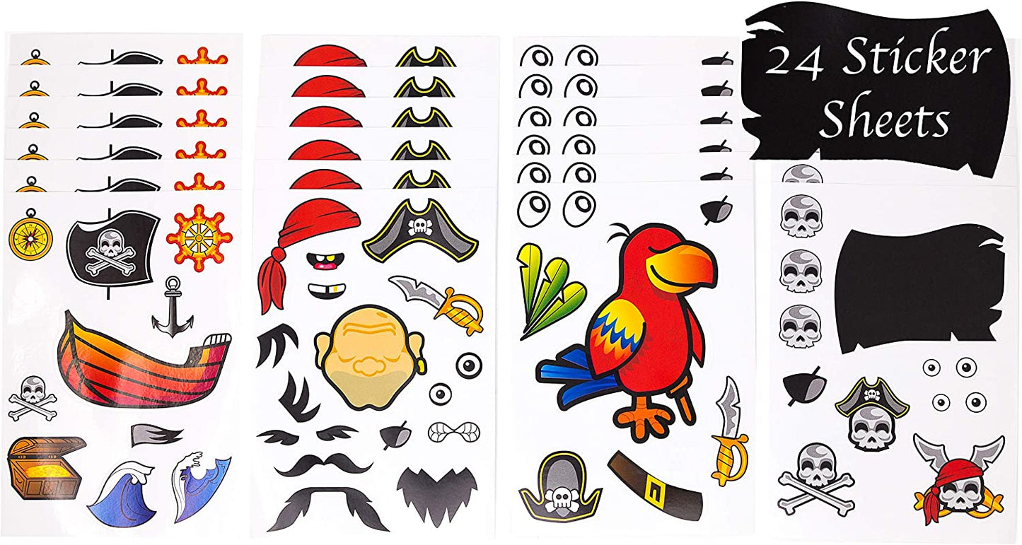 Make-A-Face Pirate Sticker Sets (24) Pieces)