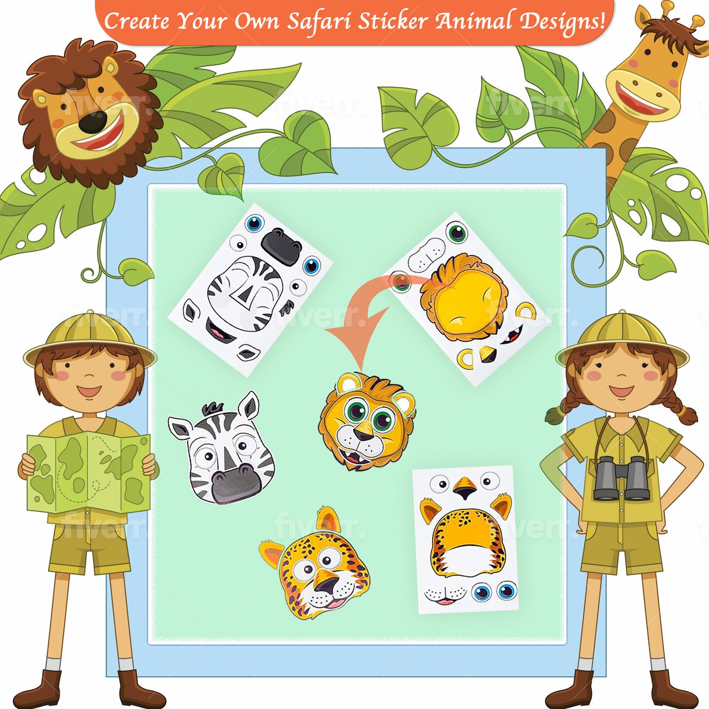 Make-A-Face Safari Sticker Set (48 Piece)