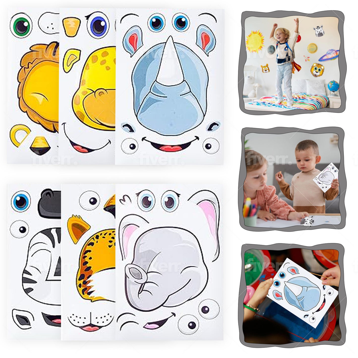 Make-A-Face Safari Sticker Set (48 Piece)