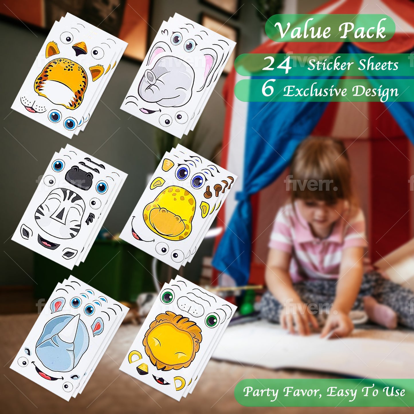 Make-A-Face Safari Sticker Set (48 Piece)