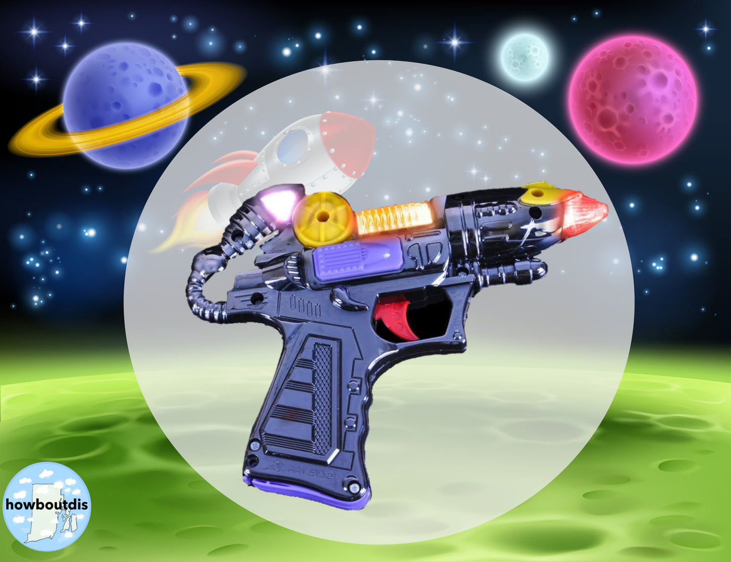 Toy Blaster Gun, Flashing Lights and Really Cool Sound Effects! Perfect for A Little Space Cowboy. Batteries Included