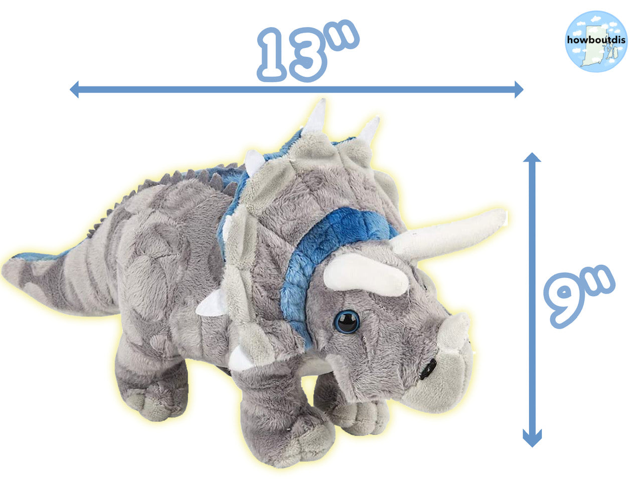 13 inch Triceratops Stuffed Dinosaur Plush - Dinosaur Stuffed Animal with Ultra Soft Plush Design - Great Prize or Gift for Someone Special